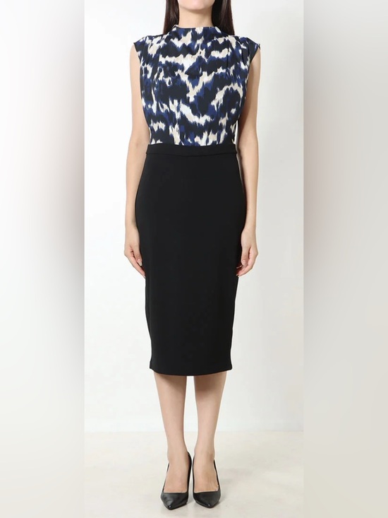 Tahari Dresses & Skirts - NWT Tahari High Neck Blue and Black Pencil Dress